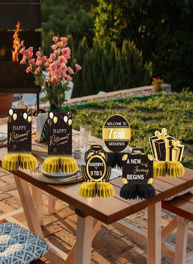 INNORU Happy Retirement Table Poster Centerpieces Set, Retirement Appreciation Gifts Officically Retired Table Decor Centerpieces for Women Men Office Retirement Party Decorations Gold 8PCS - Image 4