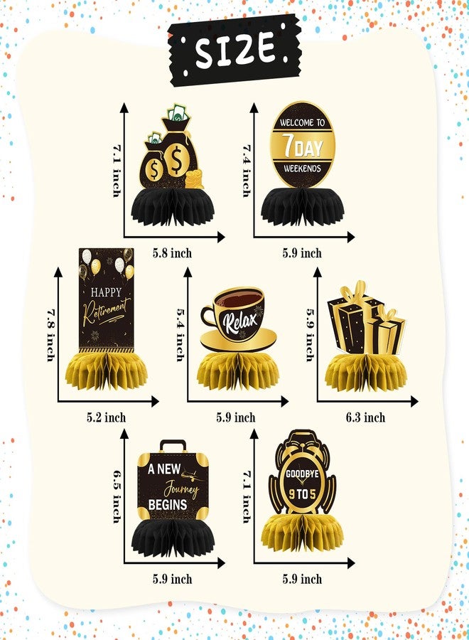 INNORU Happy Retirement Table Poster Centerpieces Set, Retirement Appreciation Gifts Officically Retired Table Decor Centerpieces for Women Men Office Retirement Party Decorations Gold 8PCS - Image 2