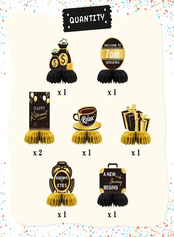 INNORU Happy Retirement Table Poster Centerpieces Set, Retirement Appreciation Gifts Officically Retired Table Decor Centerpieces for Women Men Office Retirement Party Decorations Gold 8PCS - Image 3