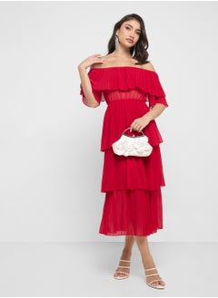 ELLA Off Shoulder Pleated Dress  - Image 4