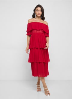 ELLA Off Shoulder Pleated Dress  - Image 1