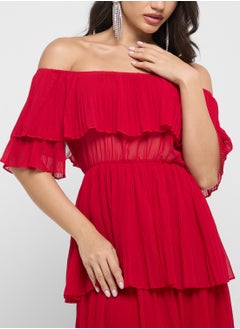 ELLA Off Shoulder Pleated Dress  - Image 3