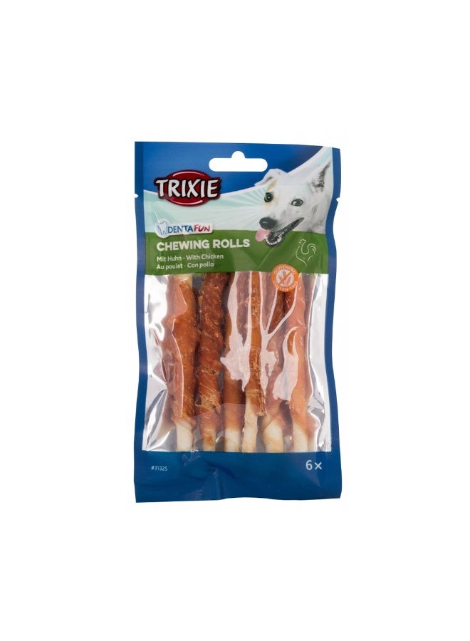 Trixie Denta Fun 6 Chicken Chewing Rolls Dog Treats - 70g