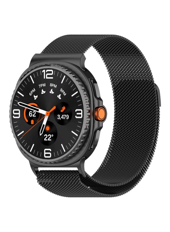 Kmaxai Compatible With Samsung Galaxy Watch8 40/44mm Milanese Stainless Steel Strap For Classic/ultra2, Magnetic Watch Band Metal Braided Chain, Black - Image 3