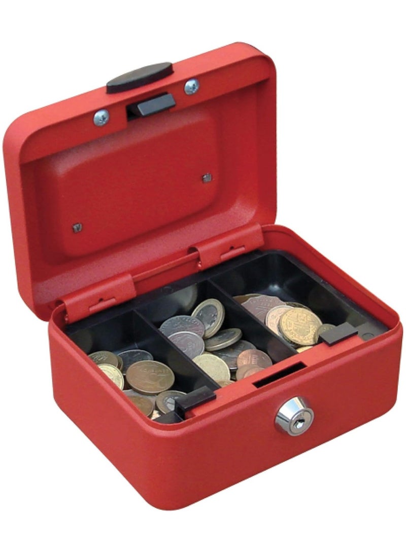 FIS Cash Box Steel with Key Lock 6-Inch, Red Color, 152X115X80 mm - FSCPTS0X31B - Image 3