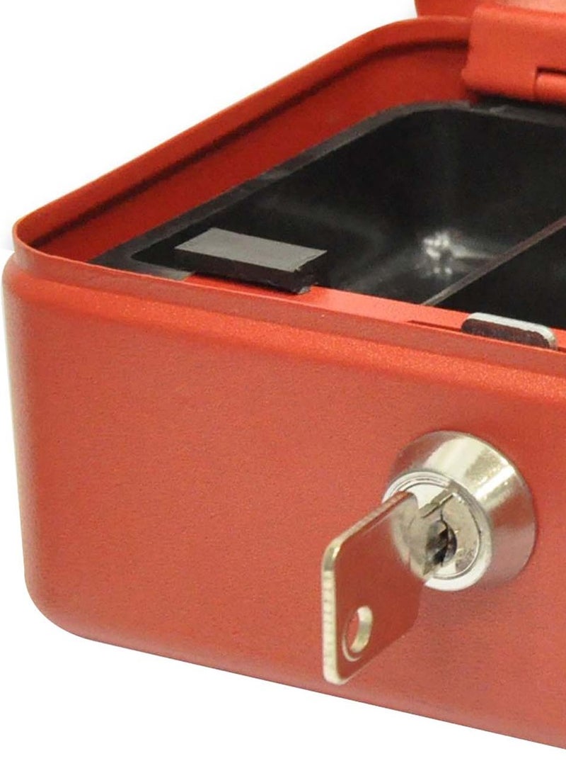 FIS Cash Box Steel with Key Lock 6-Inch, Red Color, 152X115X80 mm - FSCPTS0X31B - Image 2