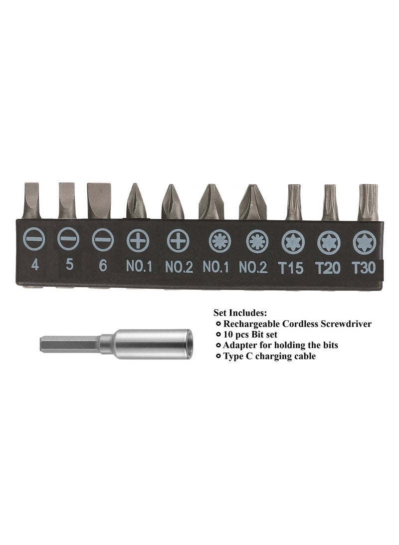 Panvil Cordless Screwdriver Set – Rechargeable Battery Powered Electric Screwdriver Kit with Movable Design and 11-Piece Bit Set – Portable Power Tool for Home, DIY & Professional Use - Image 3
