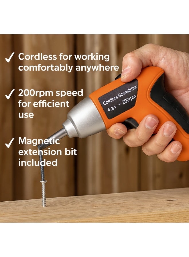 Panvil Cordless Screwdriver Set – Rechargeable Battery Powered Electric Screwdriver Kit with Movable Design and 11-Piece Bit Set – Portable Power Tool for Home, DIY & Professional Use - Image 5