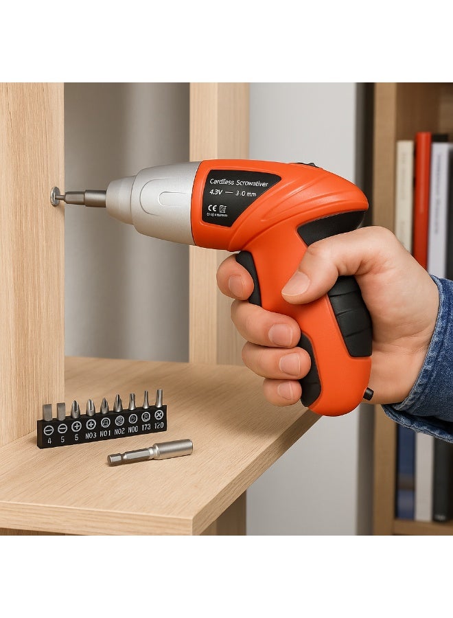 Panvil Cordless Screwdriver Set – Rechargeable Battery Powered Electric Screwdriver Kit with Movable Design and 11-Piece Bit Set – Portable Power Tool for Home, DIY & Professional Use - Image 4