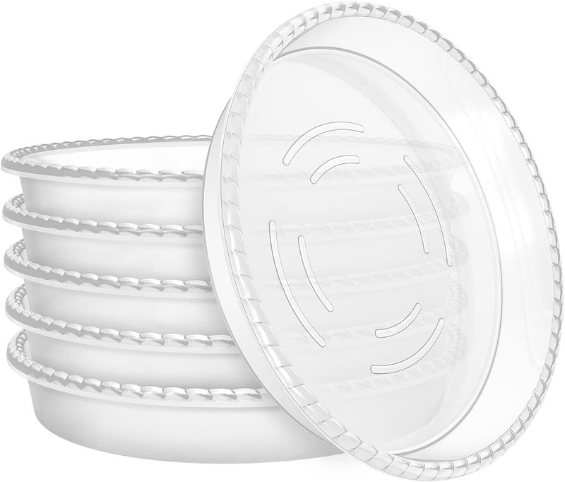 DUNPUTE 6 عبوات صحن نباتات 6 8 10 12 14 بوصة من البلاستيك، قوي ومتين، ملحقات أواني الزهور، صحون أواني نباتات للاستخدام الداخلي والخارجي (12 بوصة، شفاف) - Image 1