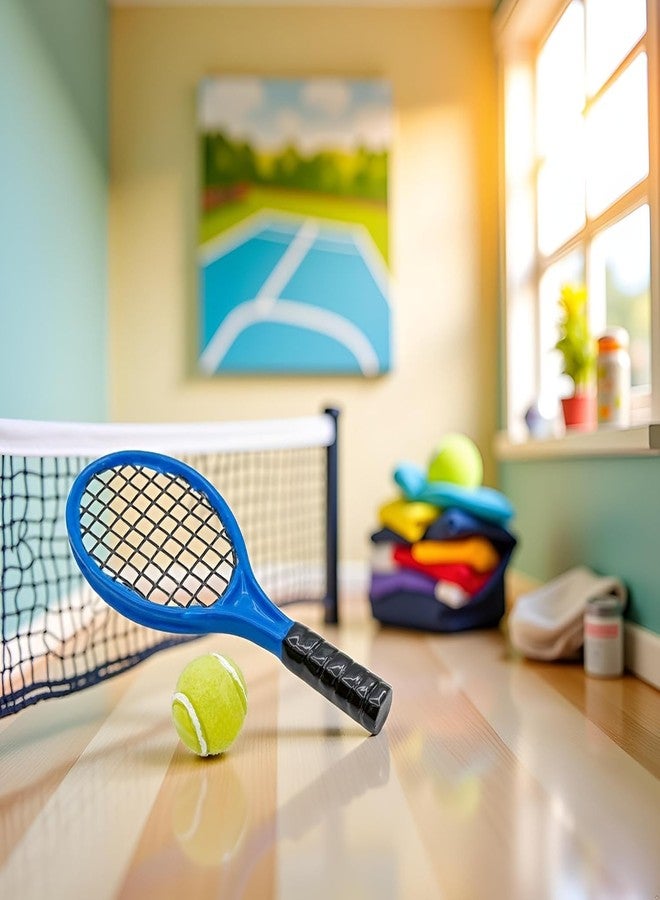 HODASHI Miniature Tennis Racket Set,1/12 Scale Dollhouse Accessories and Décor，Mini Dollhouse Decoration Accessories for Tennis Decorations and Dollhouse Decor - Image 3