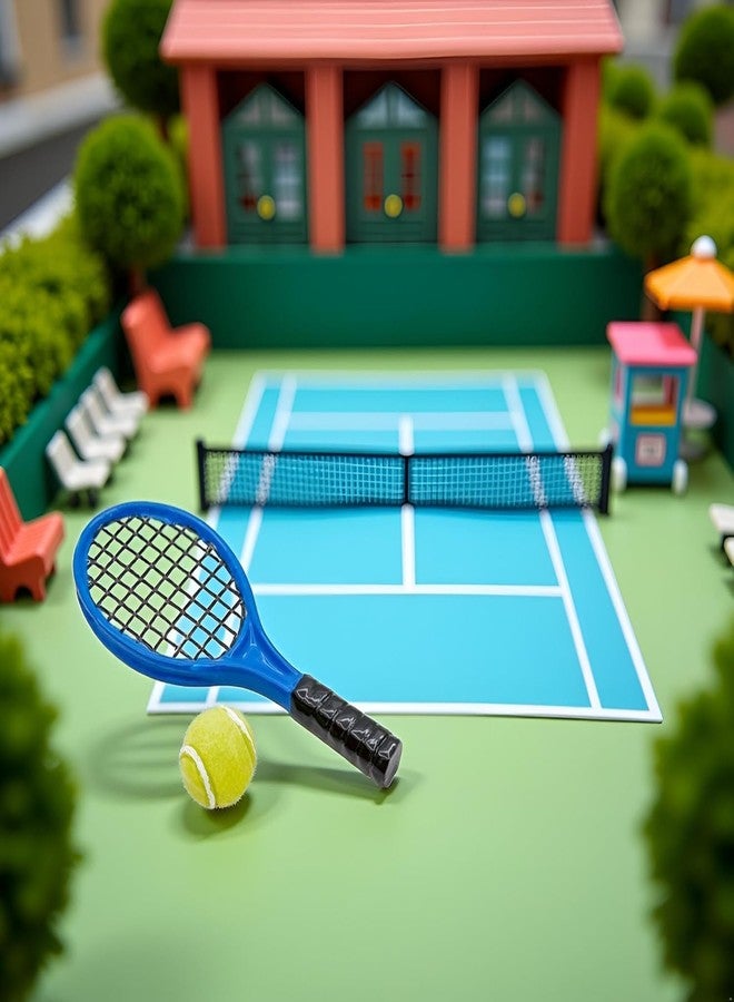 HODASHI Miniature Tennis Racket Set,1/12 Scale Dollhouse Accessories and Décor，Mini Dollhouse Decoration Accessories for Tennis Decorations and Dollhouse Decor - Image 4