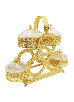 A TO Z Luxurious Golden Ceramic 4 Compartment Tray Set: Traditional Arabic Elegance for Dates & Dry Fruits - Perfect for Personal Use and Elegant Guest Serving  - Image 2