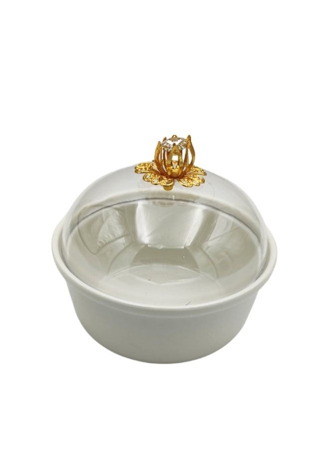 A TO Z Luxurious Golden Ceramic 4 Compartment Tray Set: Traditional Arabic Elegance for Dates & Dry Fruits - Perfect for Personal Use and Elegant Guest Serving  - Image 5