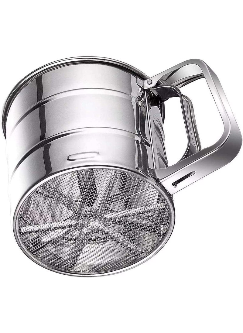CINIFFO CINIFFO Stainless Steel Flour Sifter for Baking Durable Mesh Sieve with Comfortable Handle Atta Shifter Semi Automatic  - Image 1