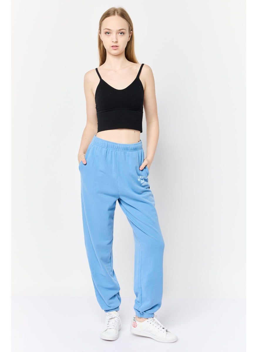 American Eagle - Women Regular Fit Brand Logo Sweatpants, Light Blue - Image 1