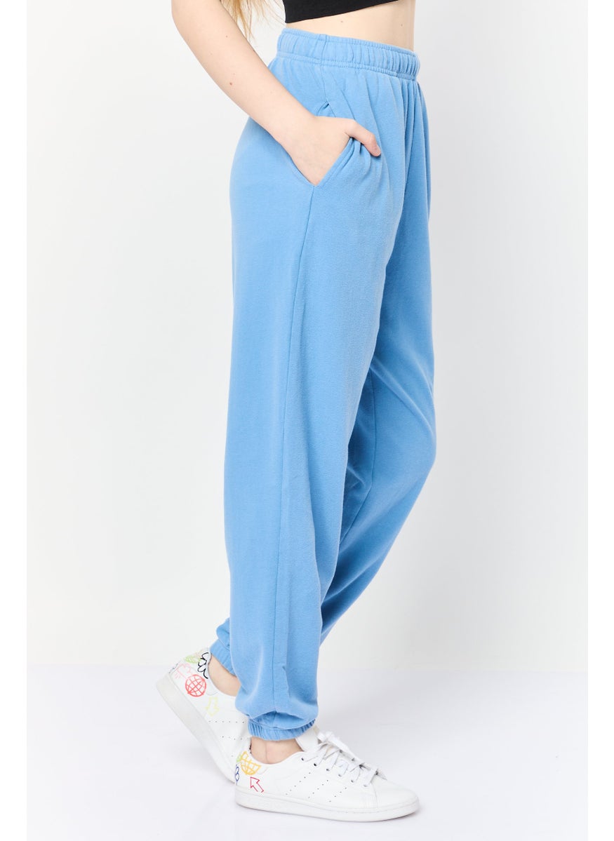 American Eagle - Women Regular Fit Brand Logo Sweatpants, Light Blue - Image 1