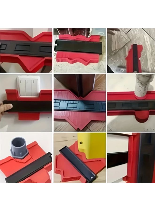 Red 10 Inch High Precision Contour Gauge Multi Functional Angle Measuring Ruler For Wood Tile Laminate Carpet DIY - Image 5