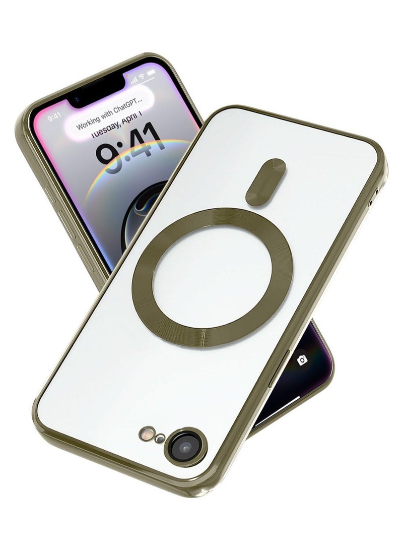 Raxoom Apple iPhone 16e 5G 2025 MagSafe Compatible PU Clear Case â€“ Luxury Plating Finish, Raised Lips for Camera Protection, Shockproof Transparent Cover with Slim Fit Design & Precise Cutouts Titanium Bronze - Image 1