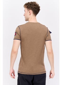 Canadian Peak Men V-Neck Short Sleeve Brand Logo T-Shirt, Taupe  - Image 4