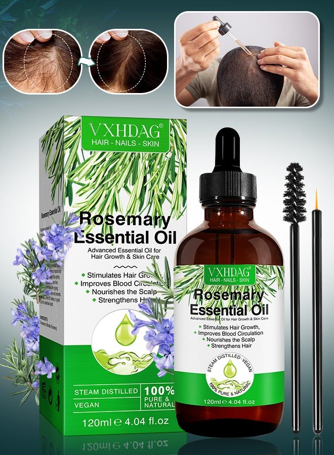 120ml Rosemary Essential Oil  for Hair Growth Pure Organic Rosemary Oil for Dry Damaged Hair and Growth Hair Scalp Oil  Pure and Natural Premium Quality Oil Hair Loss Treatment Oil for Men and Women