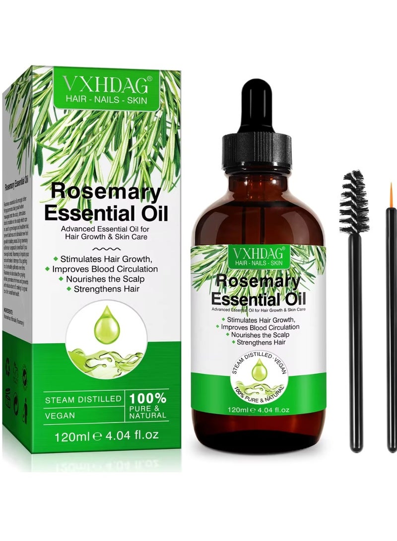 120ml Rosemary Essential Oil  for Hair Growth Pure Organic Rosemary Oil for Dry Damaged Hair and Growth Hair Scalp Oil  Pure and Natural Premium Quality Oil Hair Loss Treatment Oil for Men and Women
