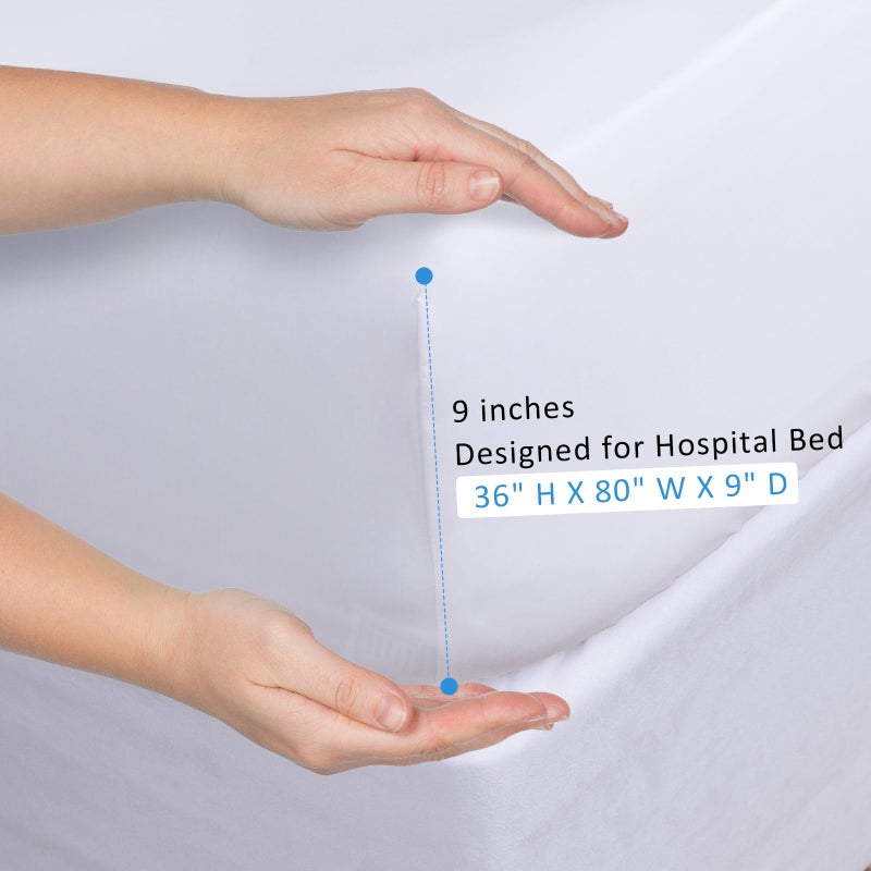 URZGU Hospital Bed Sheets 2 Pack, 36" x 80" x 9" Hospital Bed Fitted Sheets for Home Use & Hospital Care Beds, Ultra Soft & Breathable Hospital Bed Sheet, White - Image 3