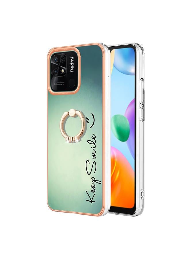 The Bros Case For Xiaomi Redmi 10C Electroplating Dual-side IMD Phone Case with Ring Holder