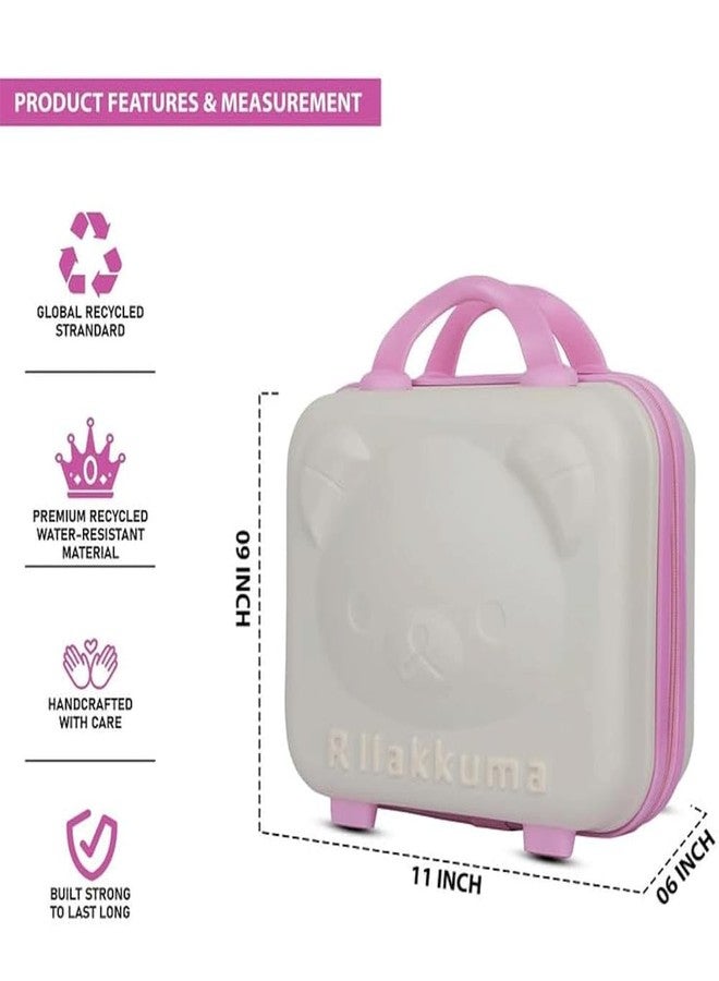 MANVI Vanity Cases for Women, Makeup Case Organizer with Zipper, Silicon Handle, Portable Waterproof ABS Makeup Travel Suitcase for Boy, Girl (Bear Pink) - Image 3