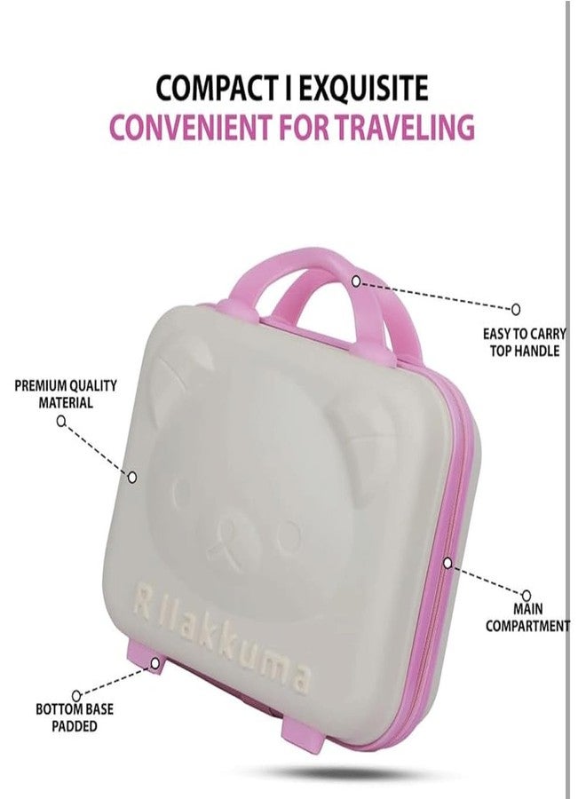 MANVI Vanity Cases for Women, Makeup Case Organizer with Zipper, Silicon Handle, Portable Waterproof ABS Makeup Travel Suitcase for Boy, Girl (Bear Pink) - Image 2