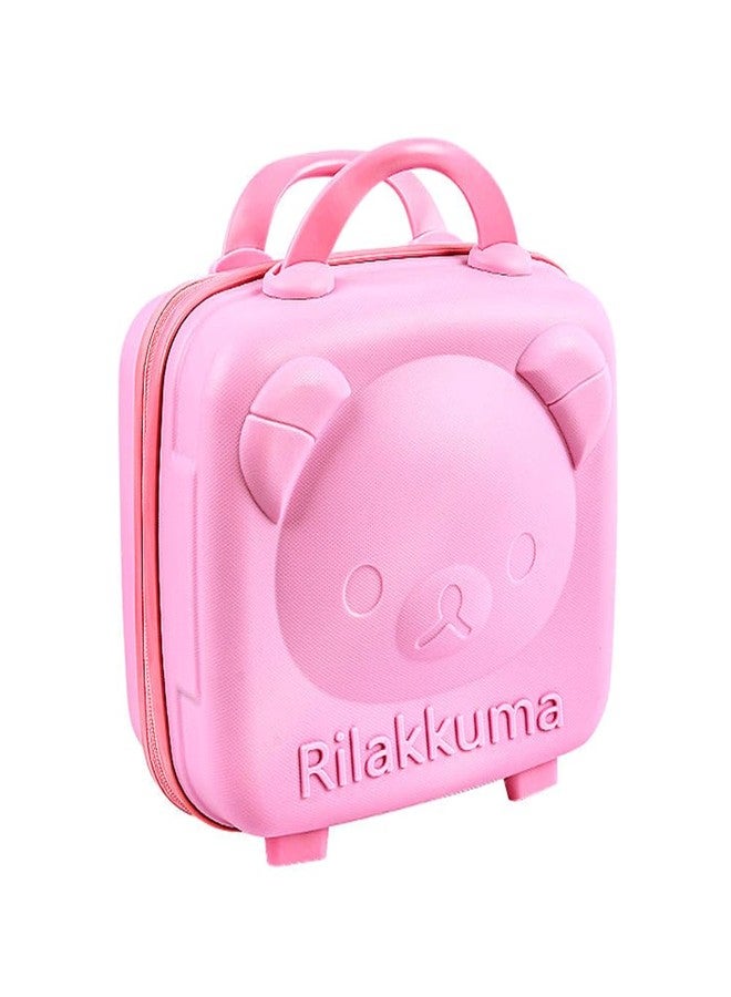 MANVI Vanity Cases for Women, Makeup Case Organizer with Zipper, Silicon Handle, Portable Waterproof ABS Makeup Travel Suitcase for Boy, Girl (Bear Pink) - Image 1