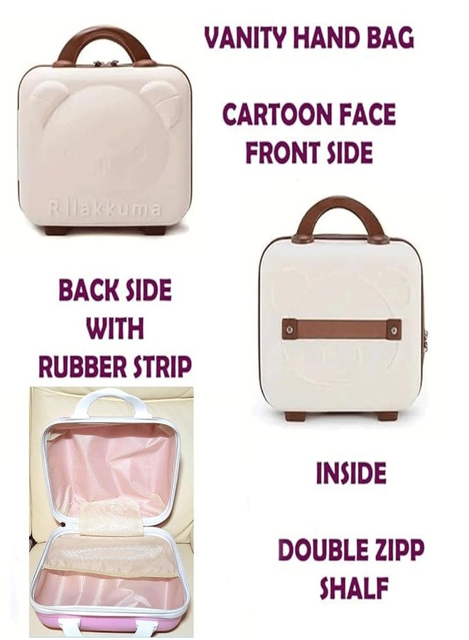 MANVI Vanity Cases for Women, Makeup Case Organizer with Zipper, Silicon Handle, Portable Waterproof ABS Makeup Travel Suitcase for Boy, Girl (Bear Pink) - Image 5
