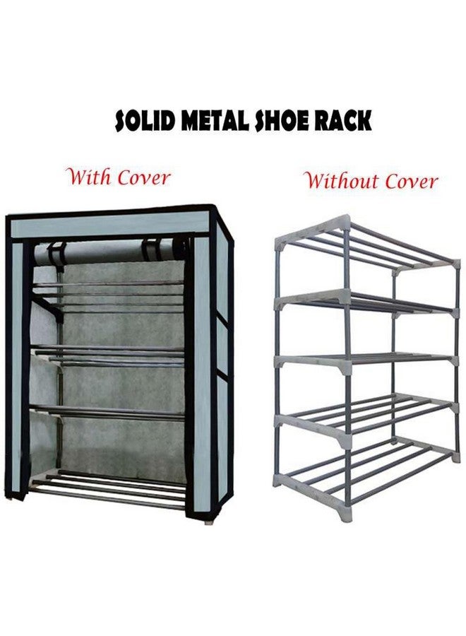 SANAMSTORE Multi Utility 4 Layer Metal Pipe With Non-Woven 100Gsm Fabric Cover Shoe/Cloth/Toy/Books Rack-Grey, 30 X 55 X75 cm - Image 2
