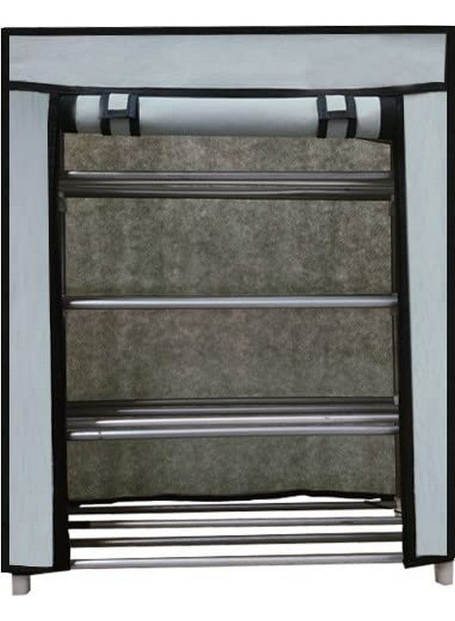 SANAMSTORE Multi Utility 4 Layer Metal Pipe With Non-Woven 100Gsm Fabric Cover Shoe/Cloth/Toy/Books Rack-Grey, 30 X 55 X75 cm - Image 3