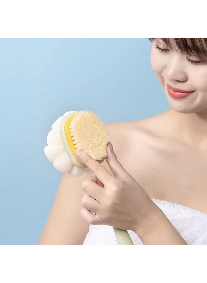 AJIGNA MART Shower Body Brush with Bristles and Loofah, Back Scrubber Mesh Sponge with Curved Long Handle for Skin Exfoliating Bath, Massage Bristles Suitable for Men and Women - Image 2