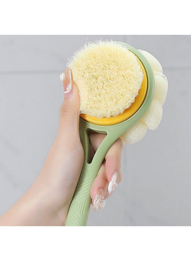 AJIGNA MART Shower Body Brush with Bristles and Loofah, Back Scrubber Mesh Sponge with Curved Long Handle for Skin Exfoliating Bath, Massage Bristles Suitable for Men and Women - Image 5