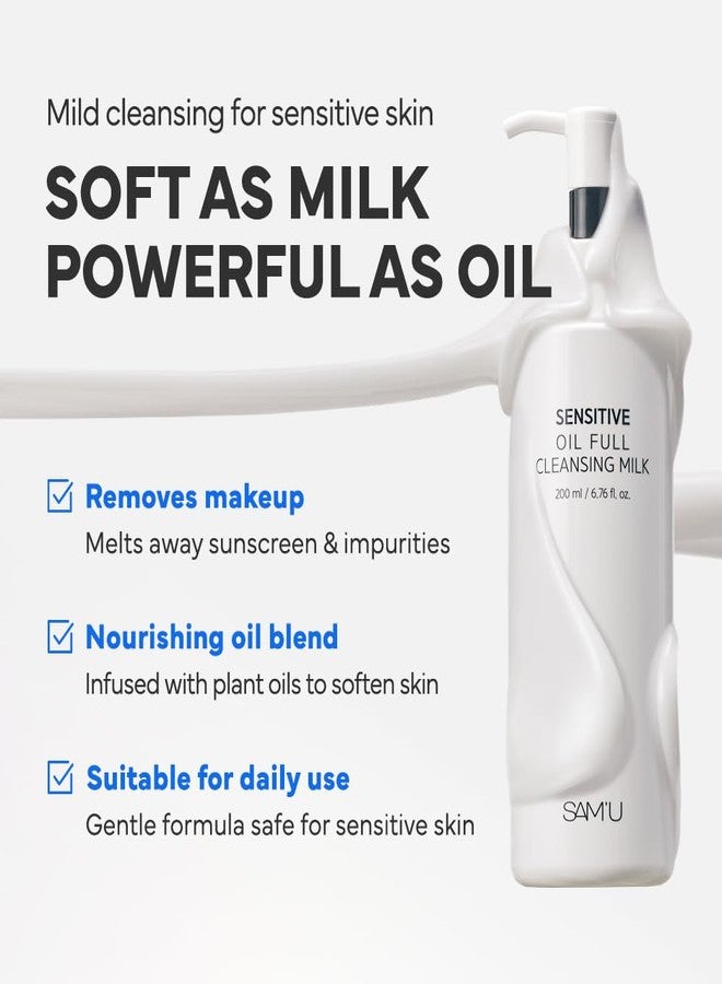 SAM'U Full Cleansing Milk, Sensitive Oil, 6.8 fl oz (200 ml), Cleansing Milk, Moisturizing, Dry Skin, Rough Skin, Pore Care, Weak Acid, Hypoallergenic, pH Balance, Korean - Image 2