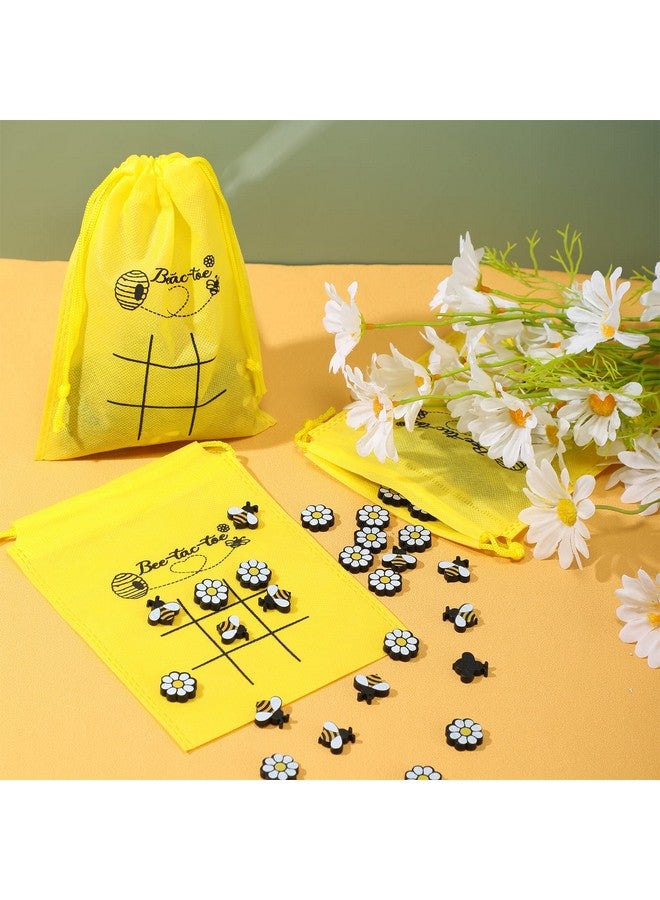 Sumind Sumind 36 Sets Bee Tic Tac Toe Board Game Birthday Party Favors for Kid Mini Bee and Flowers Honeybee Drawstring Gift Bags for Boy Girl Baby Shower Back to School Party Supplies  - Image 5