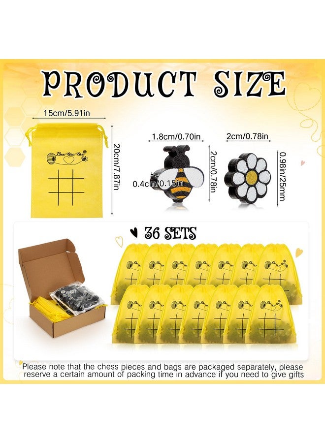 Sumind Sumind 36 Sets Bee Tic Tac Toe Board Game Birthday Party Favors for Kid Mini Bee and Flowers Honeybee Drawstring Gift Bags for Boy Girl Baby Shower Back to School Party Supplies  - Image 2
