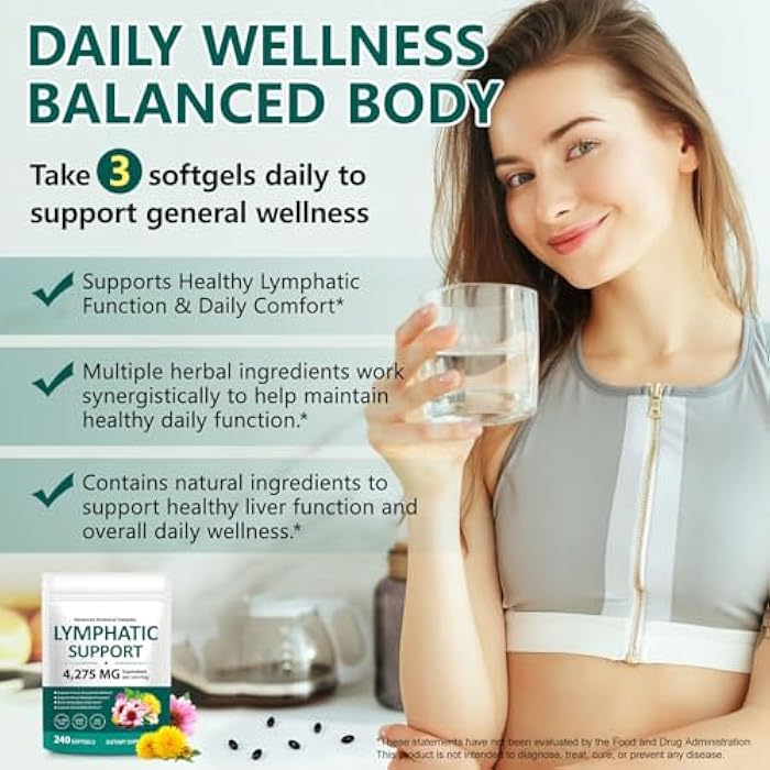 MAYPJHEH 2 Pack Herbal Lymphatic Drainage Supplement - 4275mg Cleanse with Echinacea, Dandelion, Burdock Root, Supports Healthy Circulation, Fluid Balance & Overall Wellness,480 Softgels - Image 5