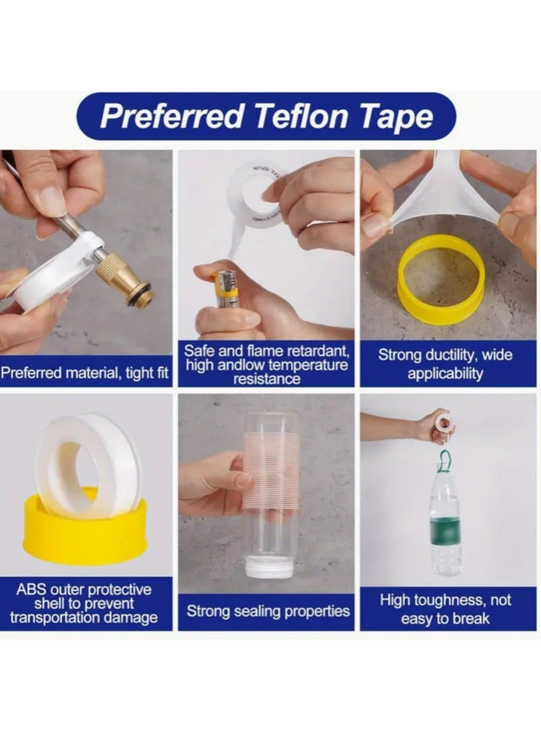 250 Pcs Teflon Thread Seal Tape 12mm x 0.075mm x 10m for Plumbing, Sealing Pipes, Leak-Proof, High-Temperature Resistance, Durable PTFE Tape for Water, Air, and Gas Fittings  - Image 5