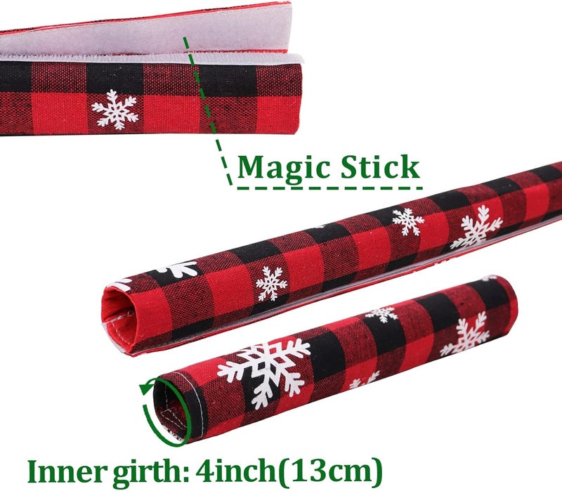 LimBridge Christmas Refrigerator Door Handle Cover, Buffalo Plaid Black and Red with Snowfalkes, for Kitchen Fridge, Microwave, Dishwasher Handle Decorations, Two Sizes, 8p - Image 5