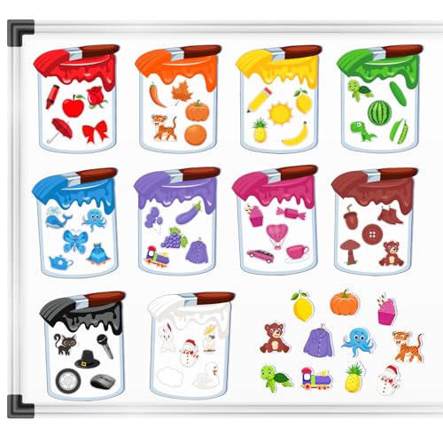 EAMAY Magnetic Color Sorting Set for Kids Fridge Magnets for Toddlers 13 Preschool Circle Time Learning Center Activities Matching Games Use on The Whiteboard - Image 1
