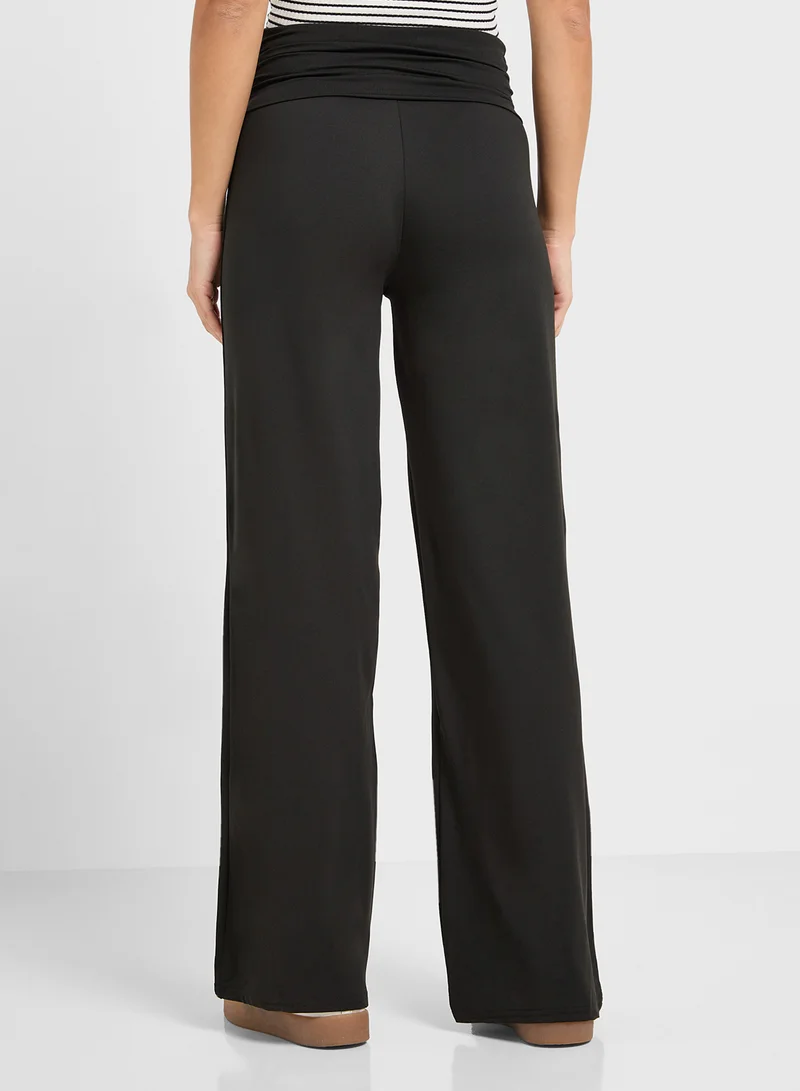 Ginger Basics Foldover Knitted Straight Fit Trousers