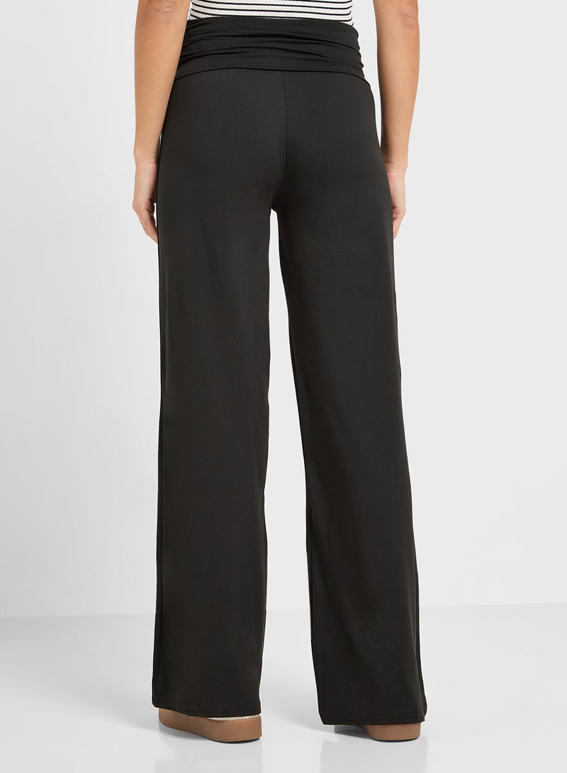 Ginger Basics Foldover Knitted Straight Fit Trousers - Image 3