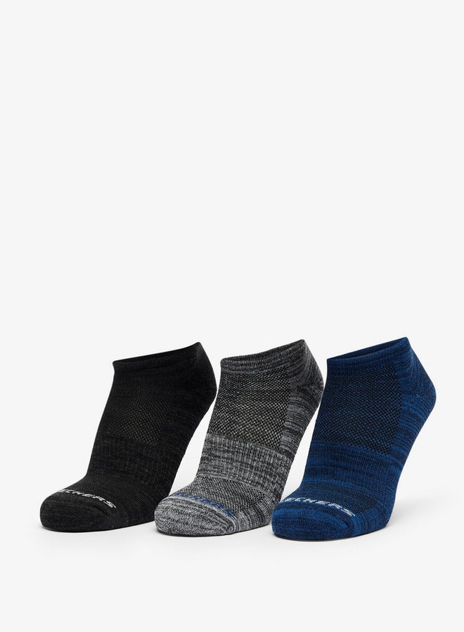 SKECHERS Textured Ankle Length Sports Socks - Set of 3 - Image 1