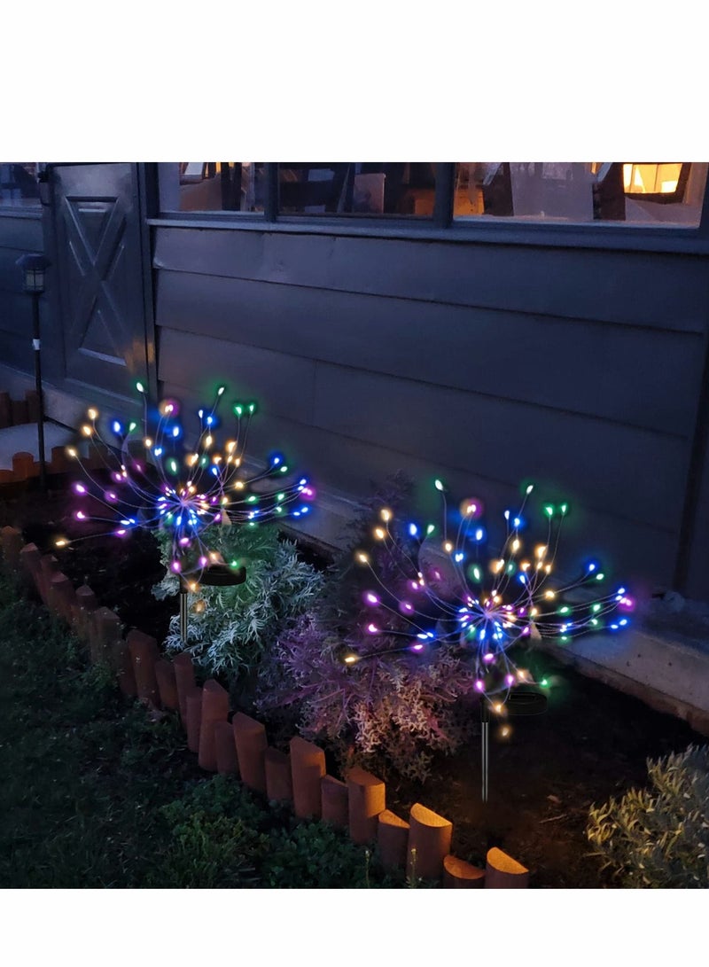Excefore Solar Garden Lights, 90LED Outdoor Waterproof 2 Flash Modes 50 Copper Wire String, Firework Stake Starburst Fairy Light, DIY Flowers Trees, for Garden, Patio, Yard, Flowerbed, Parties (Colorful)  - Image 1