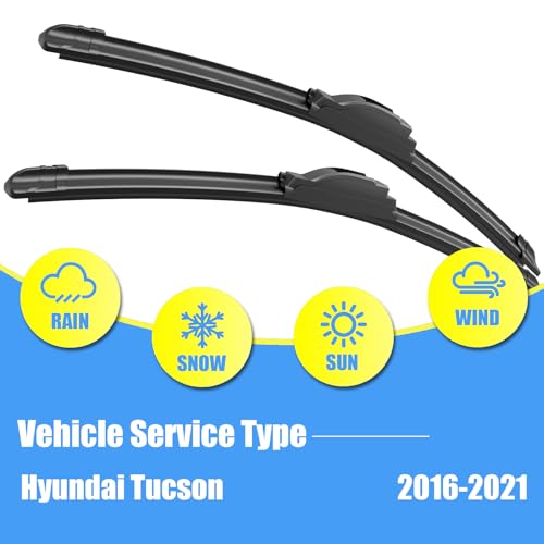 Gavimnal 261614 Silicone Wiper Blades Replacement For Hyundai Tucson 20162021AllSeason Front Rear Windshield Wiper BladesSet of 3 - Image 3