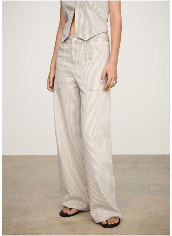 MANGO - Striped Wideleg Jeans - Image 1