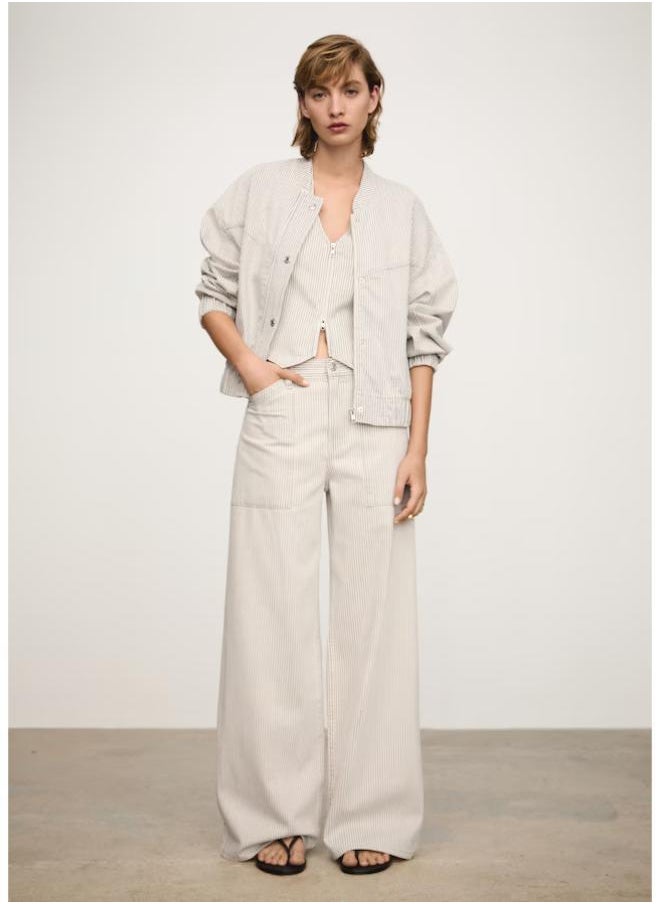 MANGO - Striped Wideleg Jeans - Image 1